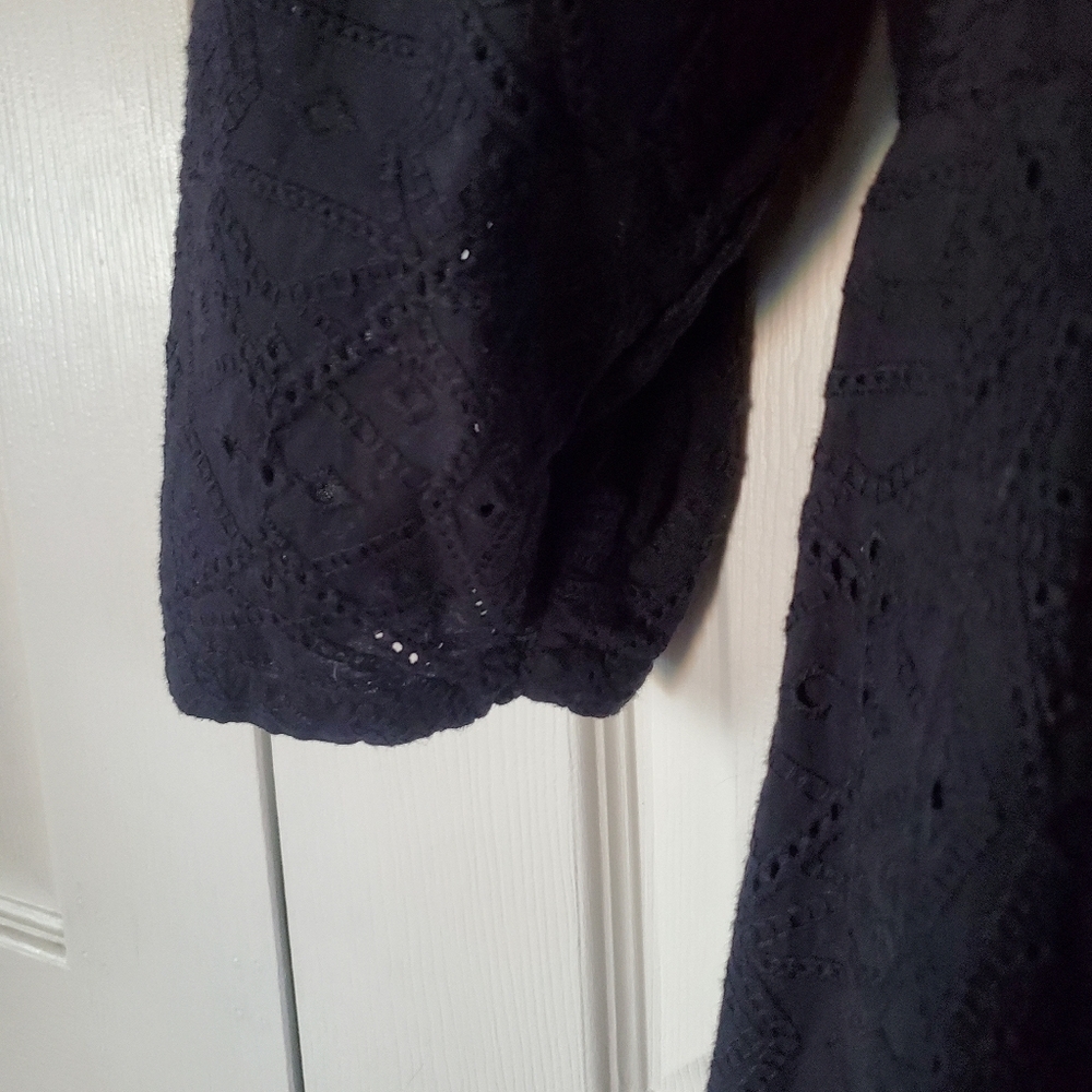 Rodebjer Sangallo Monami Dress Leg-o-Mutton Sleeve Black Eyelet Romantic Goth - Picture 5 of 14